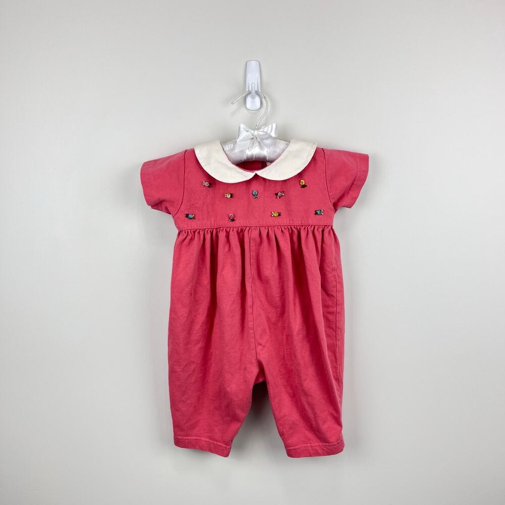 Vintage 90s Baby Gap Pink Flower Coverall 3-6 Months